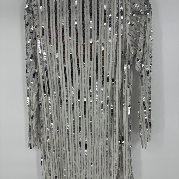 BOOHOO stripe sequin Rugby shiftt dress white and silver UK 14 // US 10  NWT - Picture 4 of 6